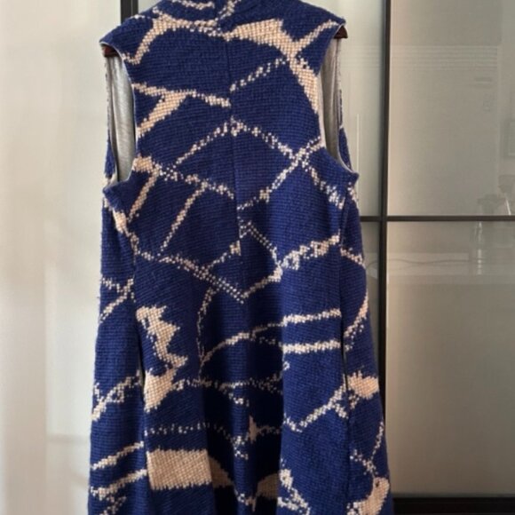 Anthropologie Tabitha Merima Duster Wool Knit Vest Blue and White, Size Medium - Picture 3 of 5